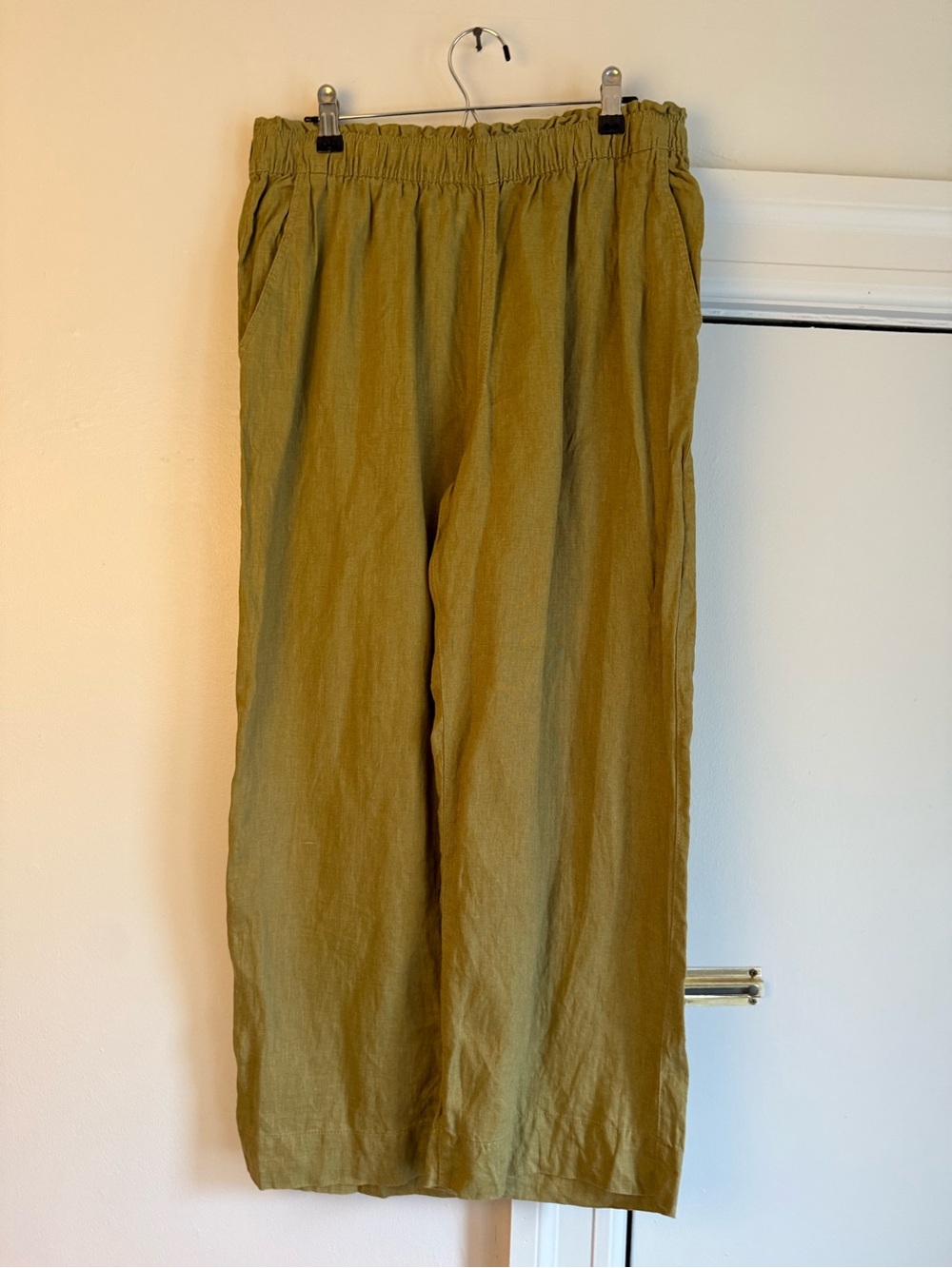 H&M Linen Relaxed Fit Olive Green Women’s wide leg Pants